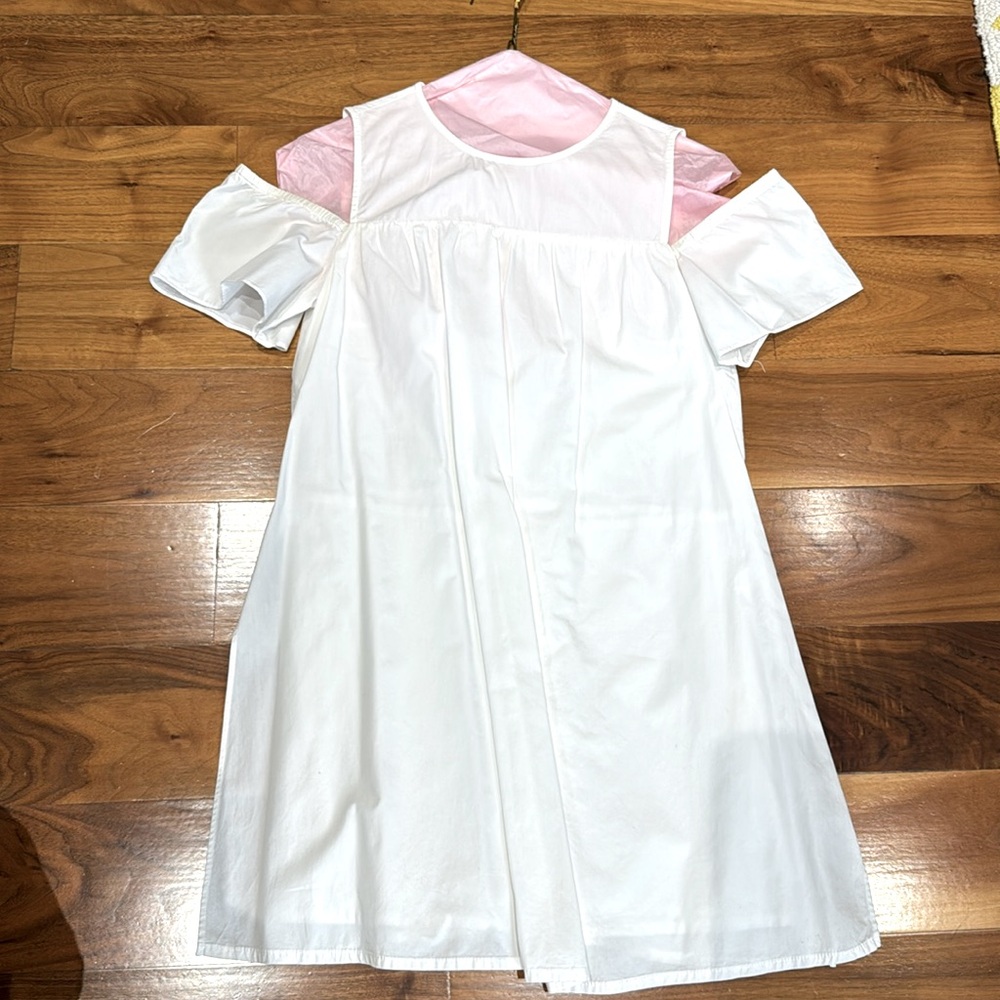 Zara Cold Shoulder cut out White Poplin Dress XS